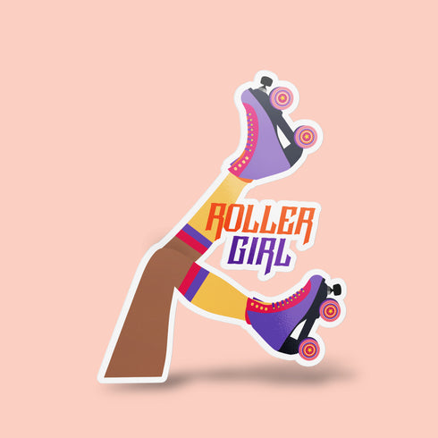 Large Roller Girl Premium Vinyl Sticker, Roller Skating Hydroflask Sticker, Quad Skates Laptop Decal